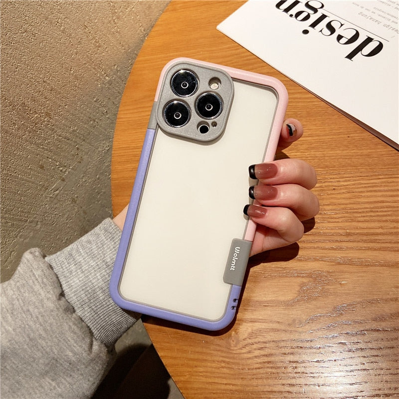 Funda For iPhone 14 13 Pro Max Plus Mini Colorful Soft Silicone Bumper Frame Shockproof Protection Case No Back Border Only Case