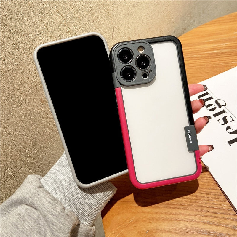 Funda For iPhone 14 13 Pro Max Plus Mini Colorful Soft Silicone Bumper Frame Shockproof Protection Case No Back Border Only Case