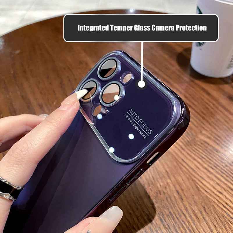 Fashion AG Slim Matte Case for iPhone 12 13 14 Pro Max iPhone 14Pro 13Pro 12ProMax Temper Glass Big Window Hard Shockproof Cover