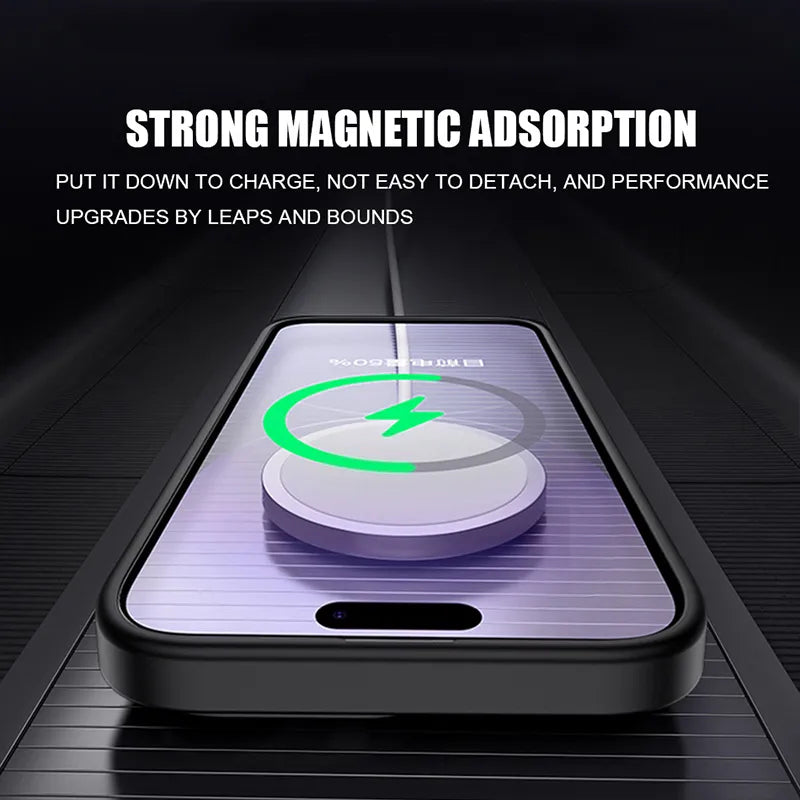 Luxury Matte Bumper Magnetic Clear Case For iPhone 15 14 13 12 Pro Max Plus Magsafe Wireless Charge Full Lens Protection Cover