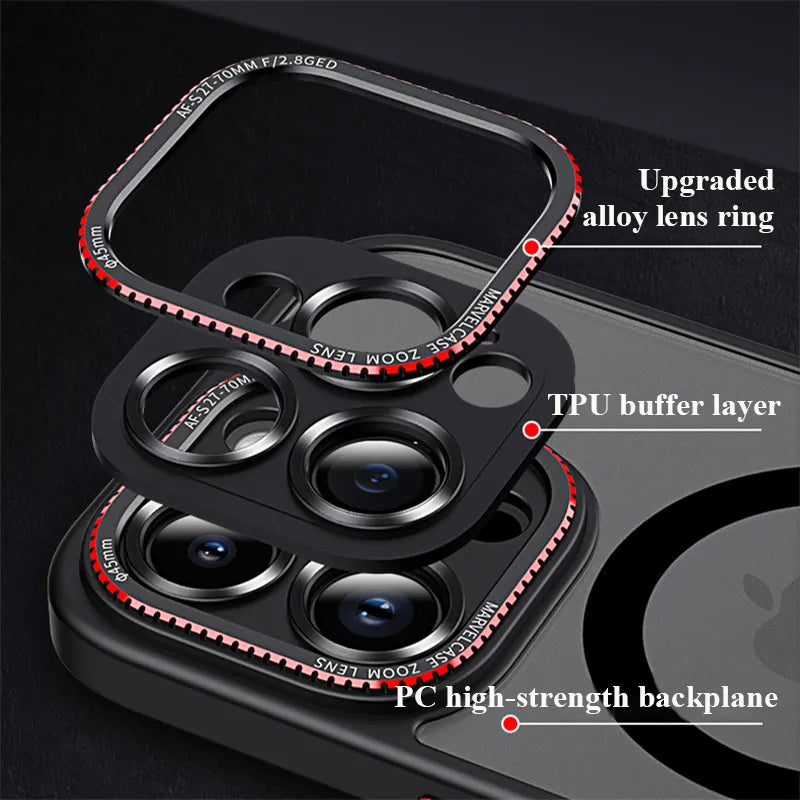 Luxury Matte Bumper Magnetic Clear Case For iPhone 15 14 13 12 Pro Max Plus Magsafe Wireless Charge Full Lens Protection Cover