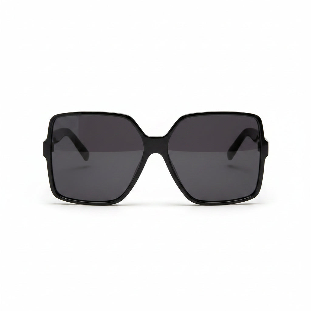 www.bhplus.shop black oversized square frame sunglasses with dark lenses.