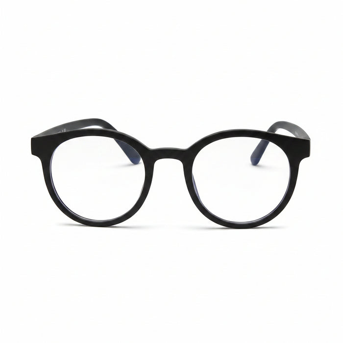 www.bhplus.shop black round frame computer glasses for blue light protection and eye strain reduction.