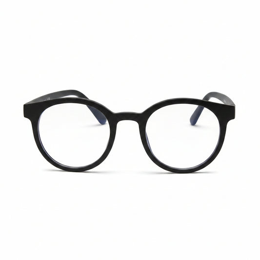 www.bhplus.shop black round frame computer glasses for blue light protection and eye strain reduction.