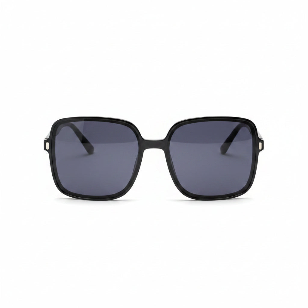 www.bhplus.shop black square frame sunglasses with dark lenses and thick acetate arms.