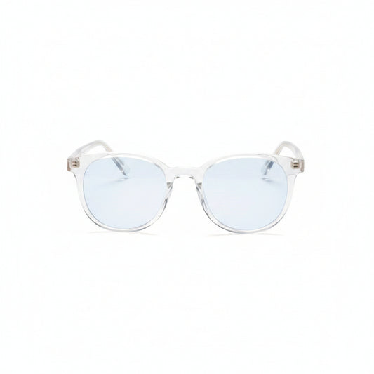 www.bhplus.shop clear, round frame computer glasses designed to block blue light and reduce eye strain.