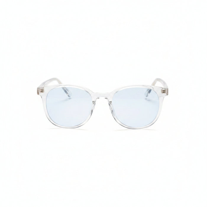 www.bhplus.shop clear, round frame computer glasses designed to block blue light and reduce eye strain.