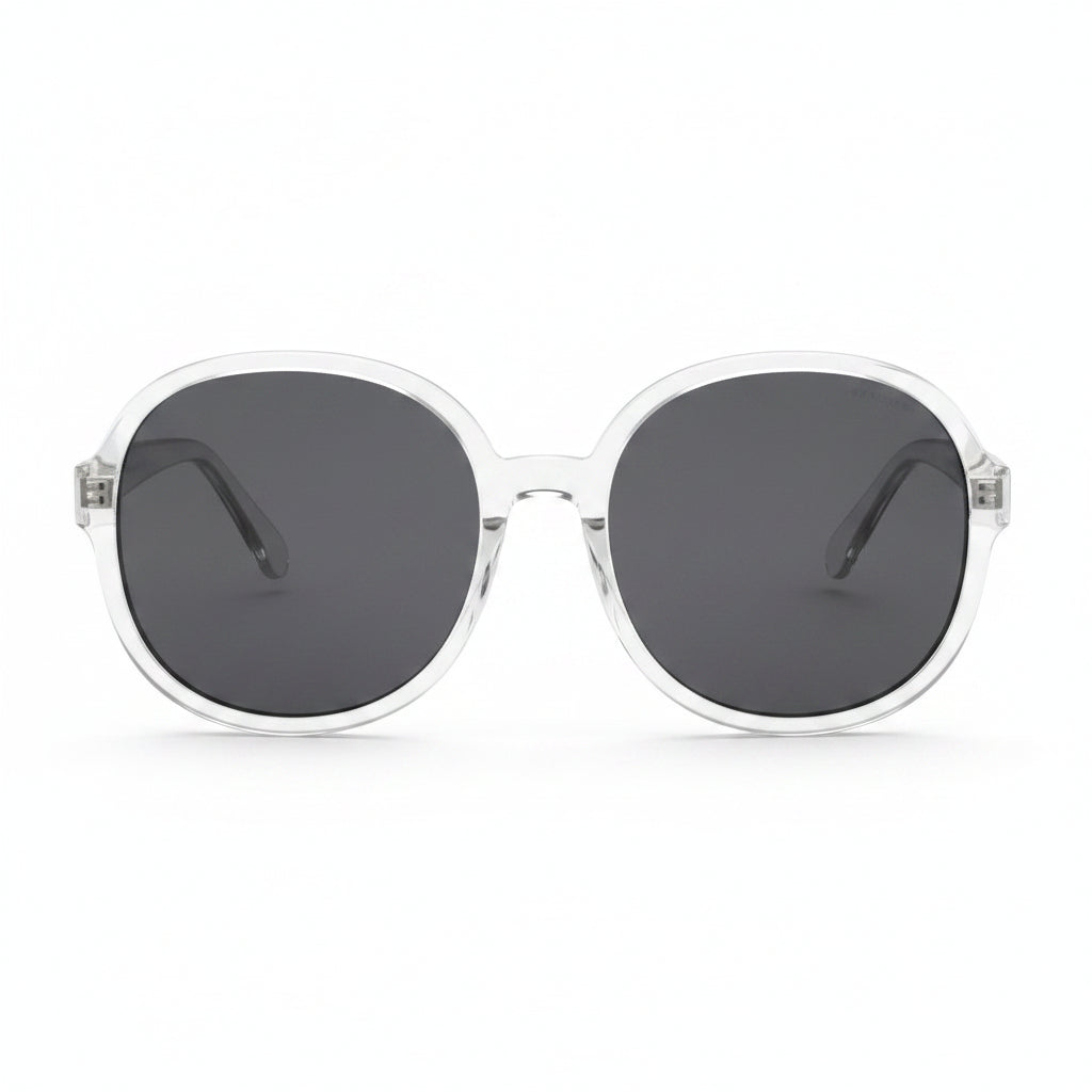 www.bhplus.shop clear frame oversized sunglasses with dark grey lenses