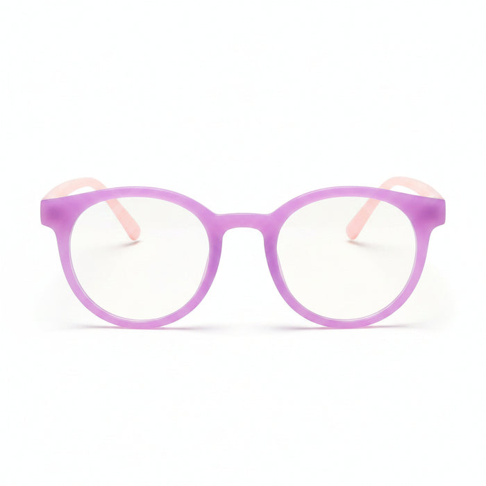 www.bhplus.shop purple and pink round computer glasses for blue light protection.