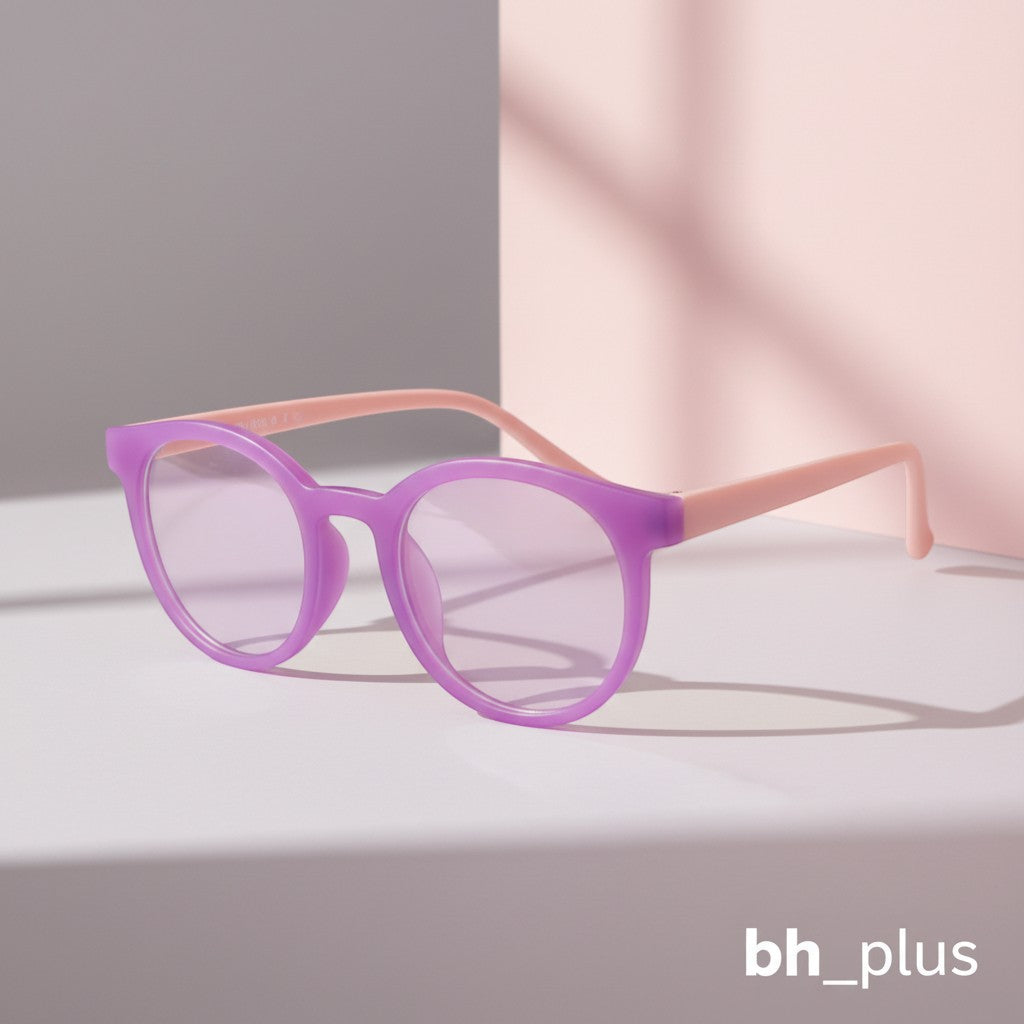 www.bhplus.shop purple and pink round computer glasses for blue light protection