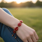 www.bhplus.shop red shell bracelet with gold beads and adjustable cord