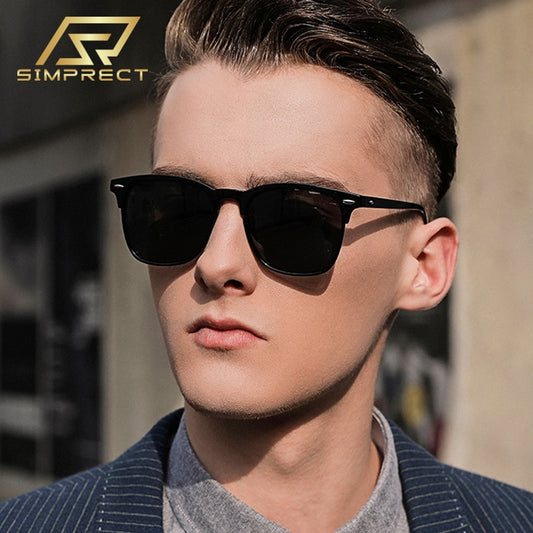 SIMPRECT Square Polarized Sunglasses For Men 2023 Luxury Brand Designer UV400 High Quality Fashion Mirror Sun Glasses oculos