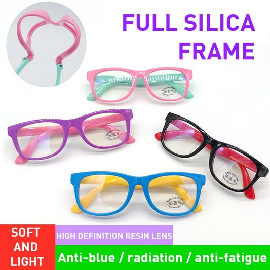 Anti Blue Light Kids Glasses Children Boy Girls Filter Soft Frame Square Computer Optical Frame Reflective Blocking Eyeglasses