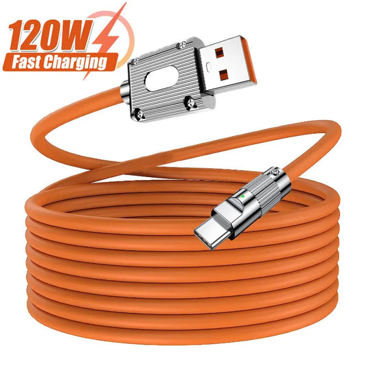 6W 120W Type C Cable USB To Type C Fast Charging Cord Zin Alloy High Speed Data Transfer Wire Liquid Silicone Charge Cable