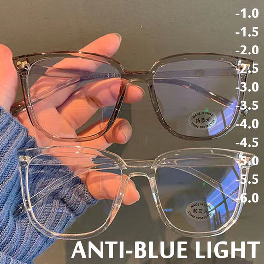 2023 Oversized Transparent Frame Myopia Glasses Women Men Anti-Blue Light Square Eyewear Optical Spectacle Eyeglasses  0 to -600