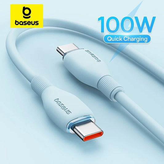 Baseus PD 100W USB C Cable For iPhone 15 Fast Charging Cable For Samsung Xiaomi Huawei Macbook Data Wire Charging Cable Soft TPE